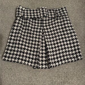 DREW Black and White Houndstooth Mini Skirt